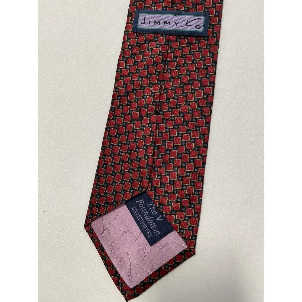 Jimmy V Foundation Silk Tie Red Black Gold Geometric Mosaic Stonehenge
